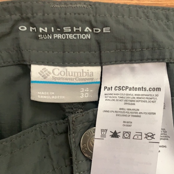 Men’s Columbia Omni shade sun protection/hiking pants. Size 34/30. - Picture 2 of 3